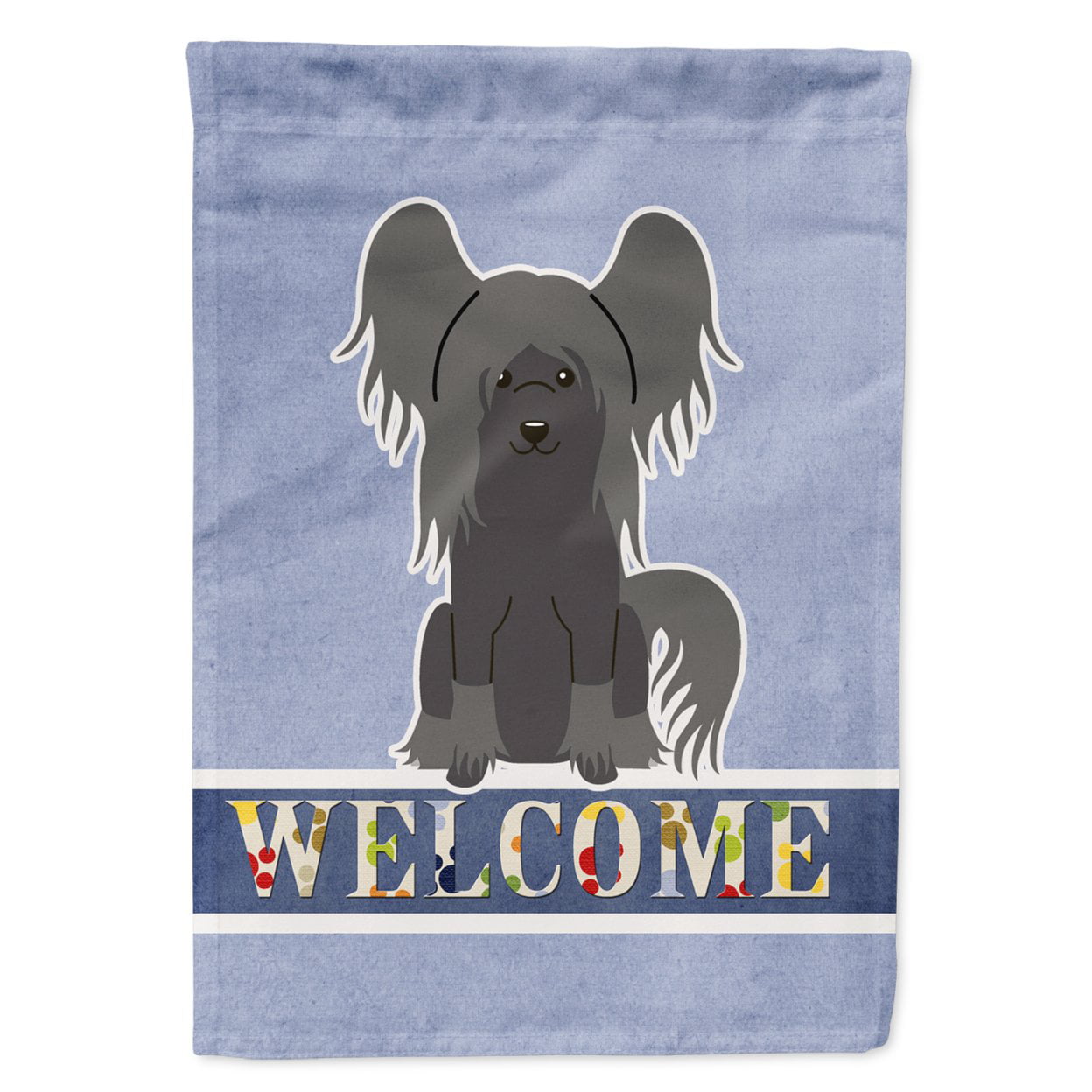 Chinese Crested Black Welcome Garden Size Flag