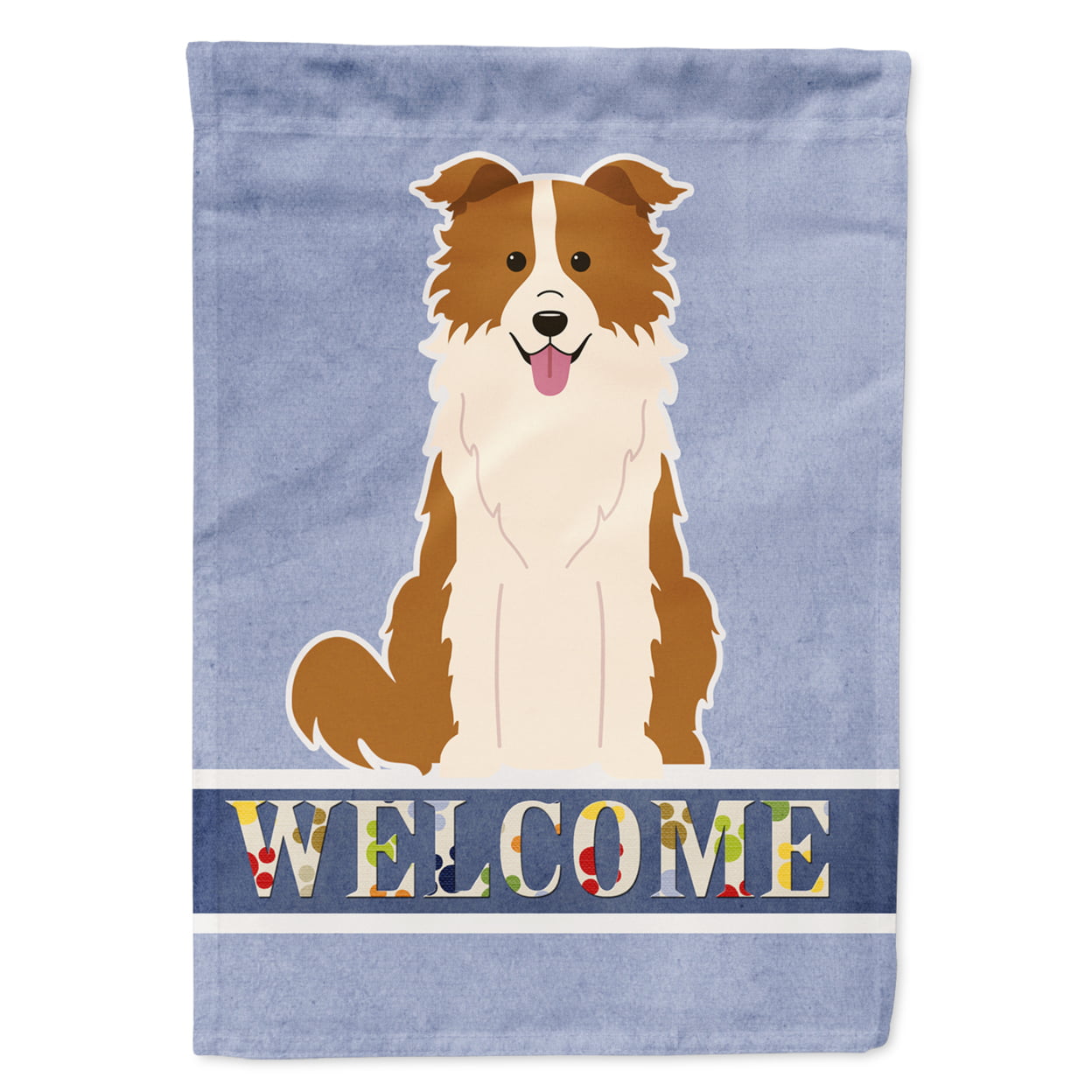 Border Collie Red White Welcome Garden Size Flag