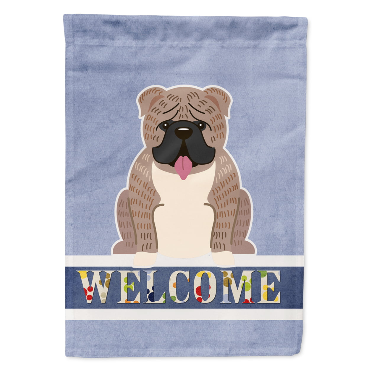 English Bulldog Grey Brindle Welcome Garden Size Flag