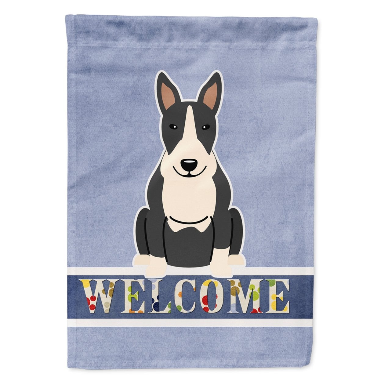 Bull Terrier Black White Welcome Garden Size Flag