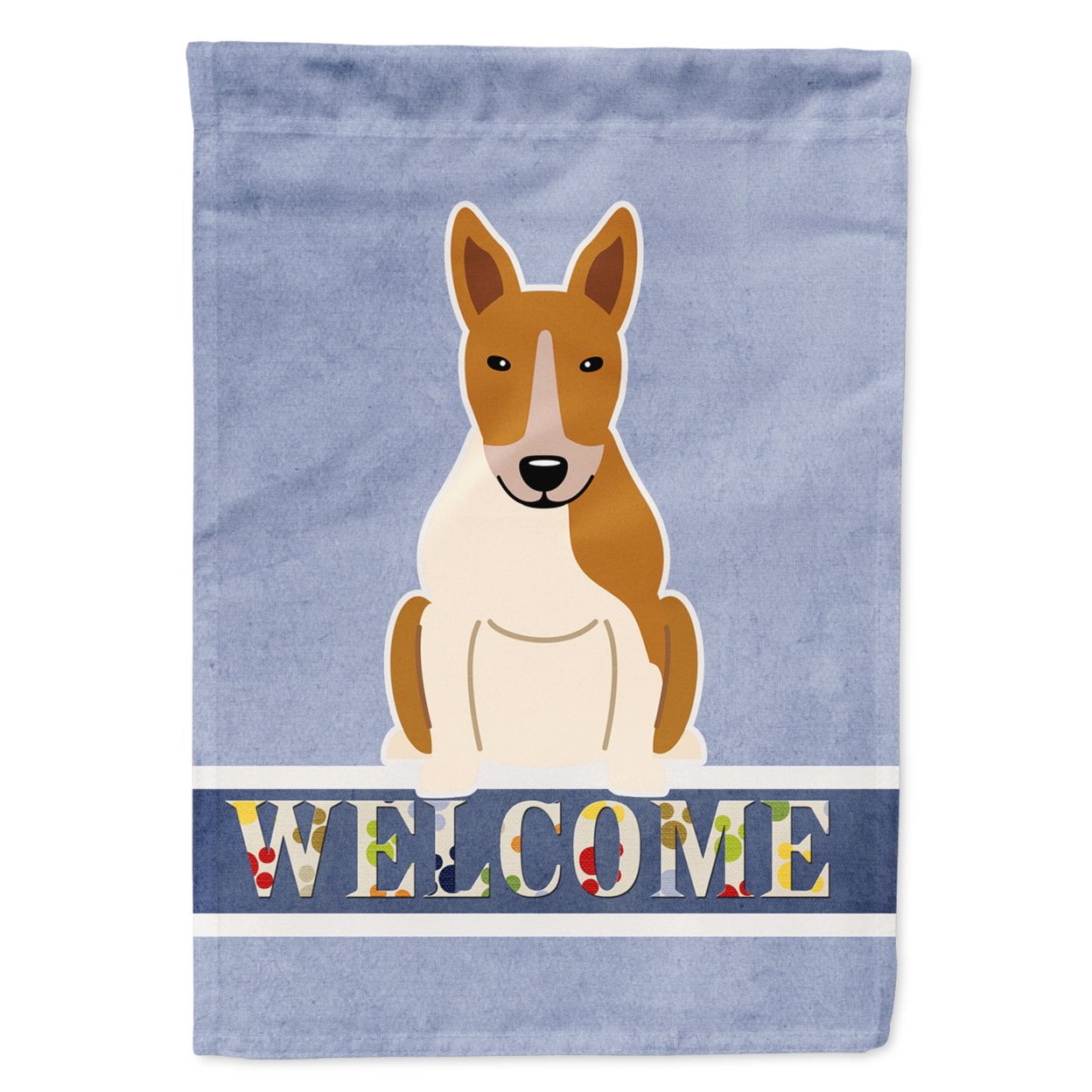 Bull Terrier Red White Welcome Garden Size Flag