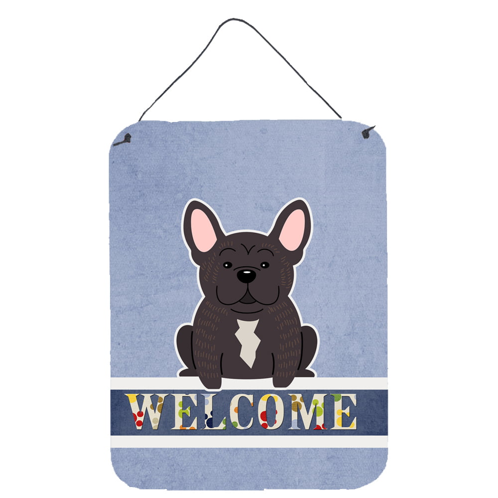 Picture of Carolines Treasures BB5590DS1216 French Bulldog Brindle Welcome Wall or Door Hanging Prints