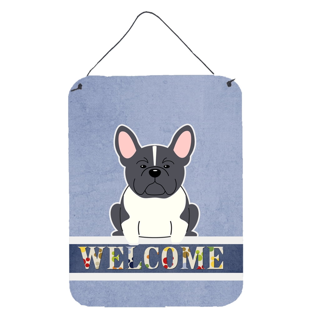 French Bulldog Black White Welcome Wall or Door Hanging Prints