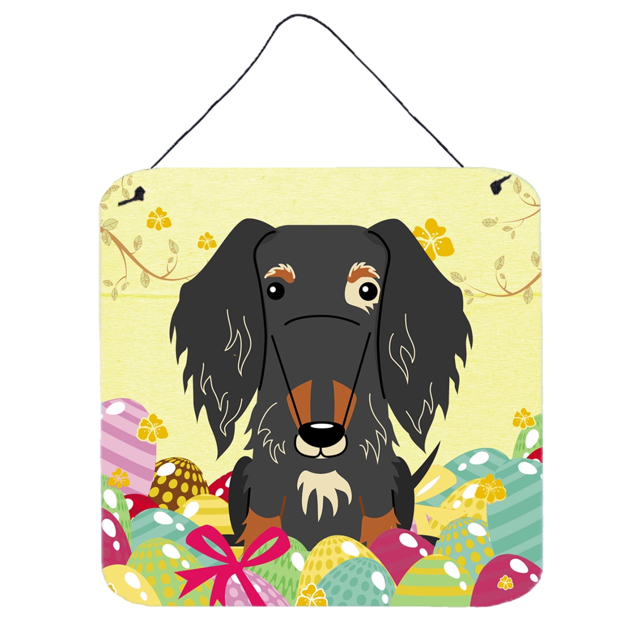 Easter Eggs Wire Haired Dachshund Dapple Wall or Door Hanging Prints