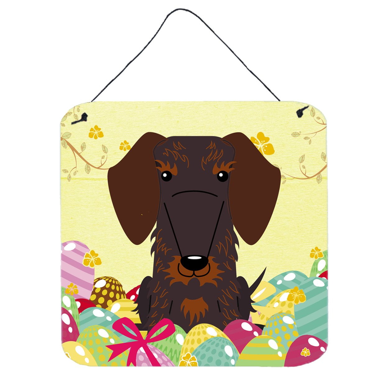 Easter Eggs Wire Haired Dachshund Chocolate Wall or Door Hanging Prints