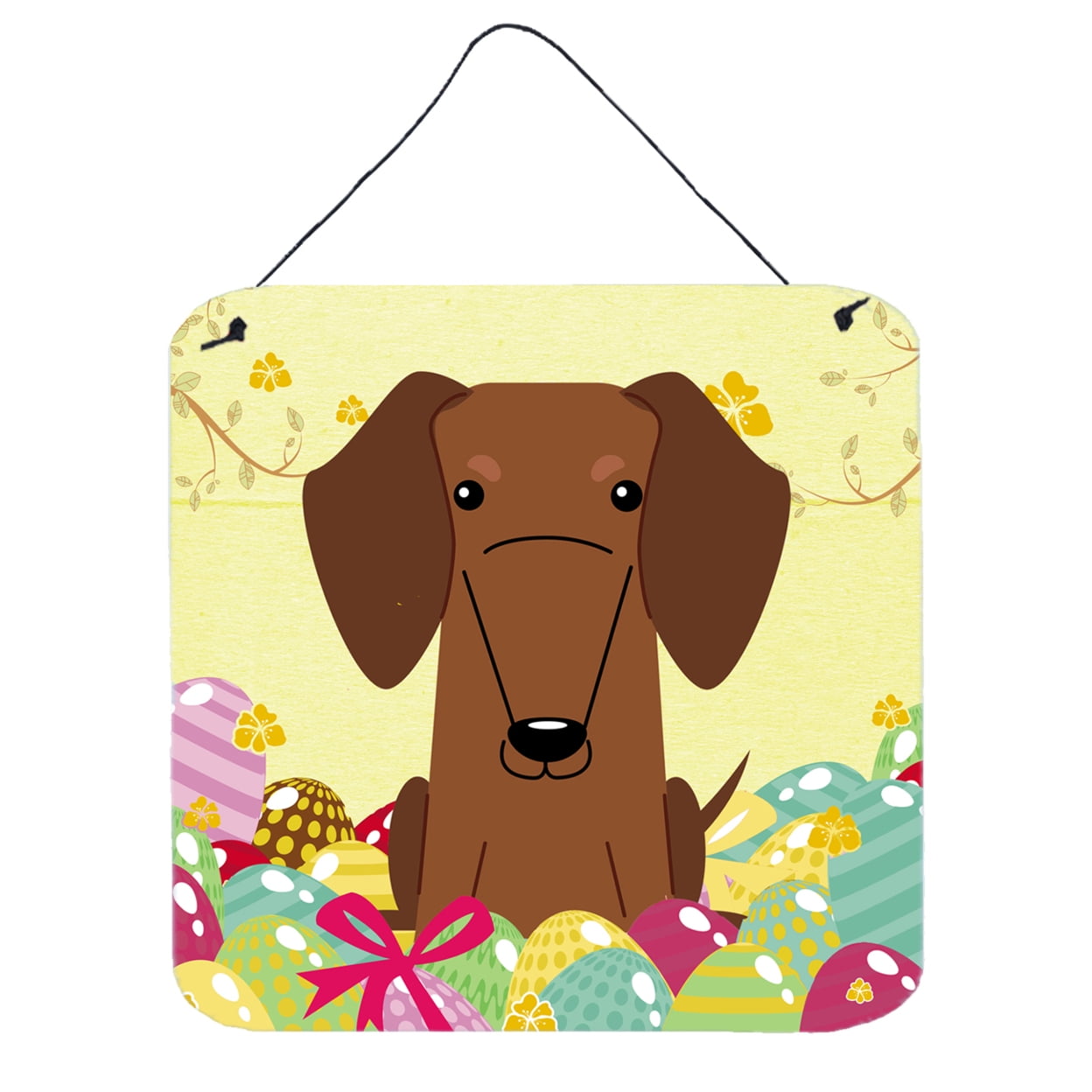 BB6130DS66 Easter Eggs Dachshund Red & Brown Wall or Door Hanging Prints