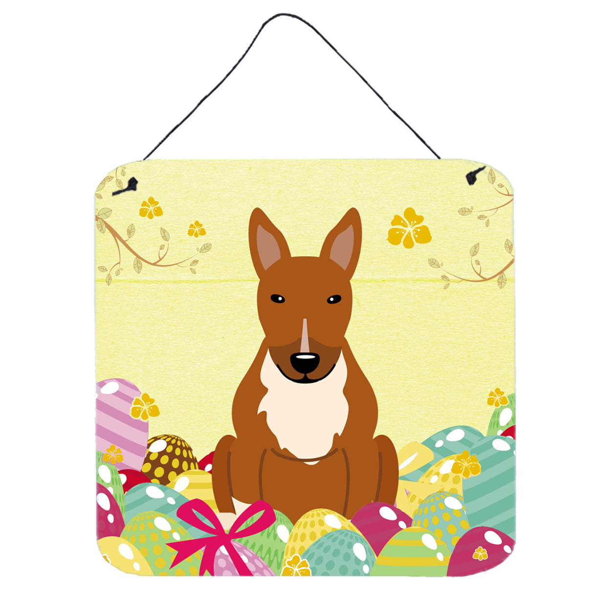 Easter Eggs Bull Terrier Red Wall or Door Hanging Prints