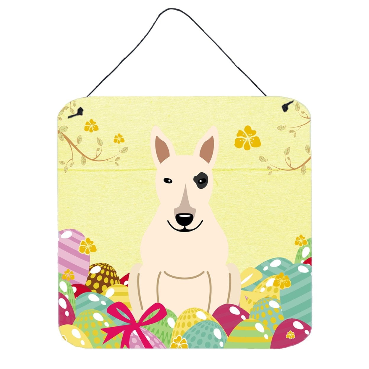 Easter Eggs Bull Terrier White Wall or Door Hanging Prints