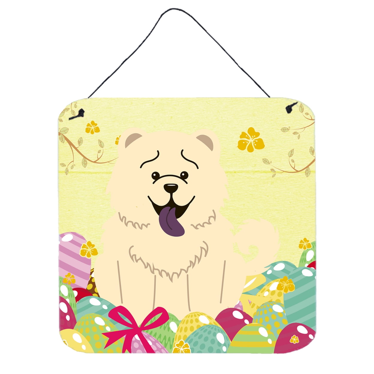 Easter Eggs Chow Chow White Wall or Door Hanging Prints