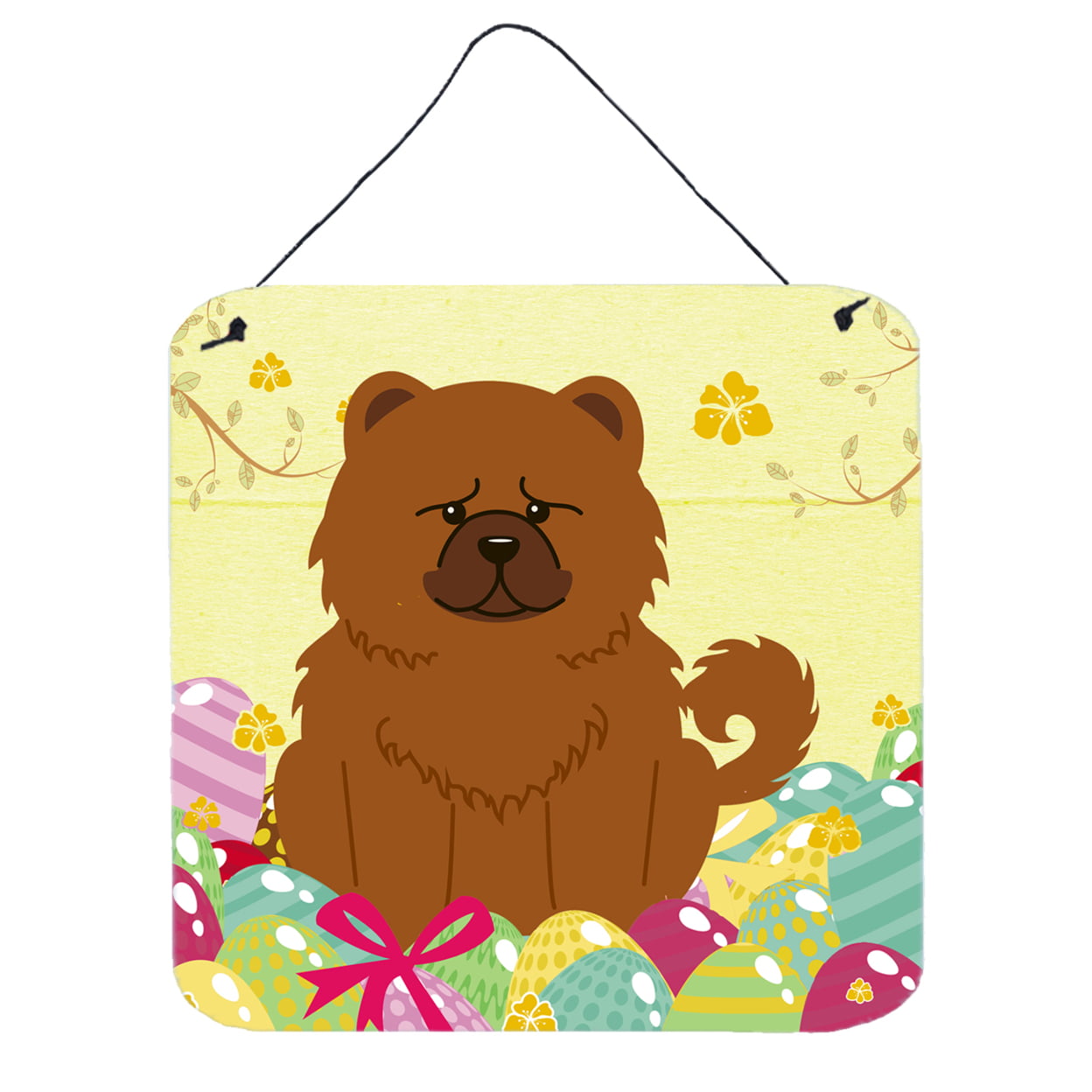 Easter Eggs Chow Chow Red Wall or Door Hanging Prints