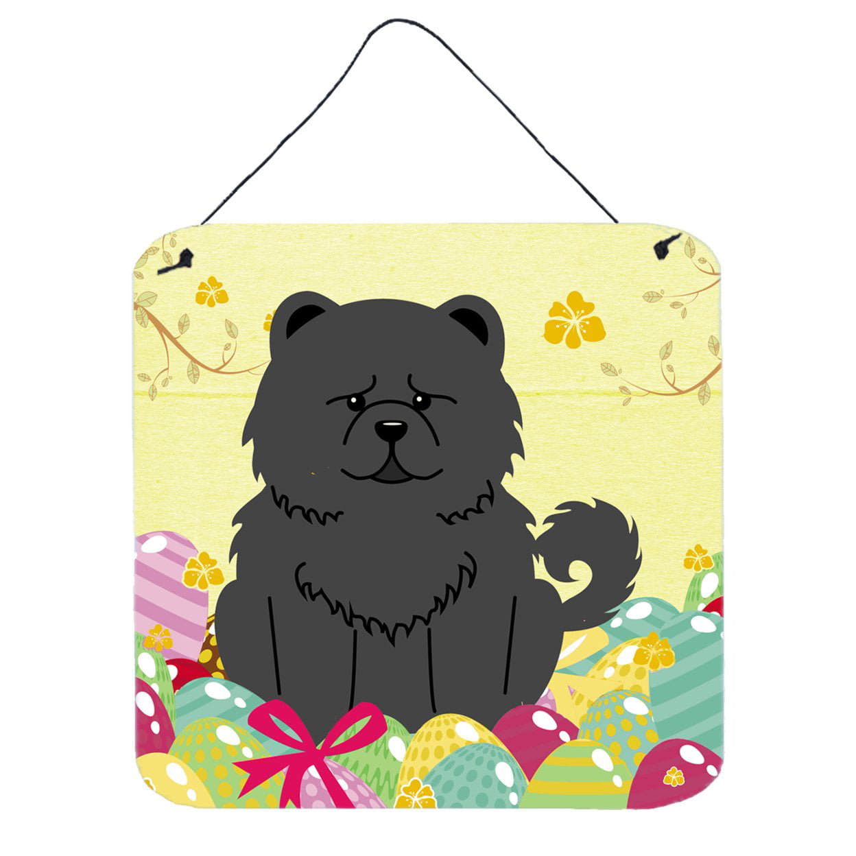 Easter Eggs Chow Chow Black Wall or Door Hanging Prints