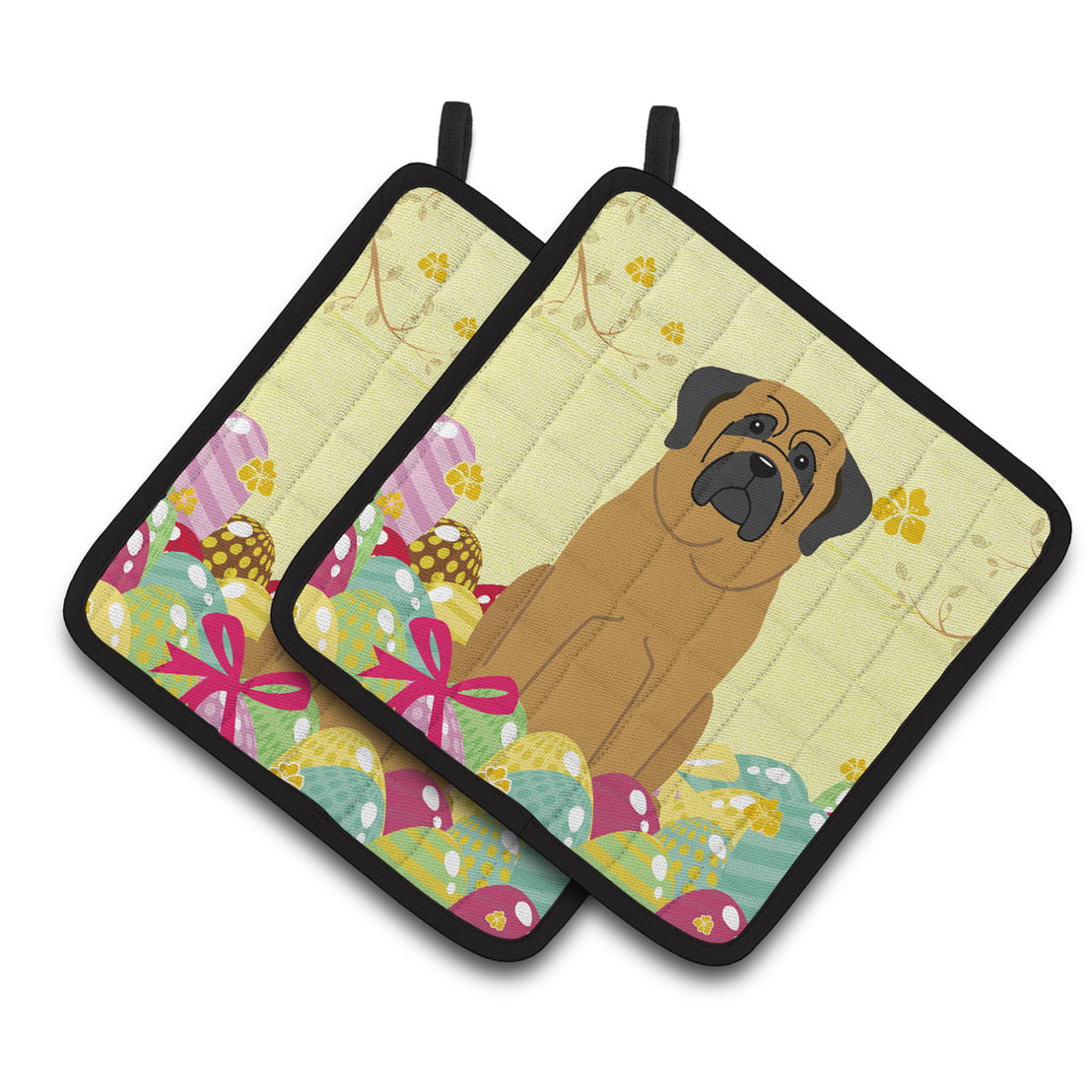 BB6018PTHD Easter Eggs Mastiff Pair of Pot Holders