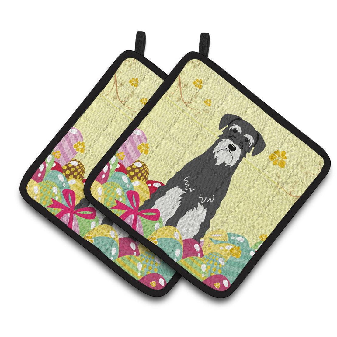 Easter Eggs Standard Schnauzer Salt & Pepper Pair of Pot Holders