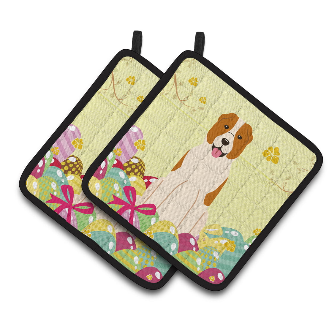Picture of Carolines Treasures BB6049PTHD Easter Eggs Central Asian Shepherd Dog Pair of Pot Holders
