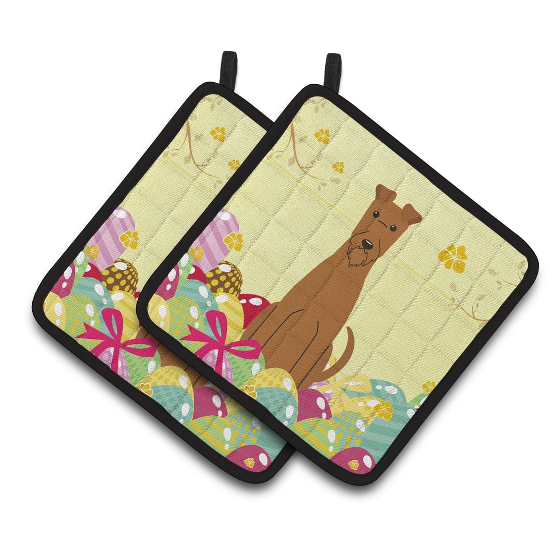 BB6062PTHD Easter Eggs Irish Terrier Pair of Pot Holders