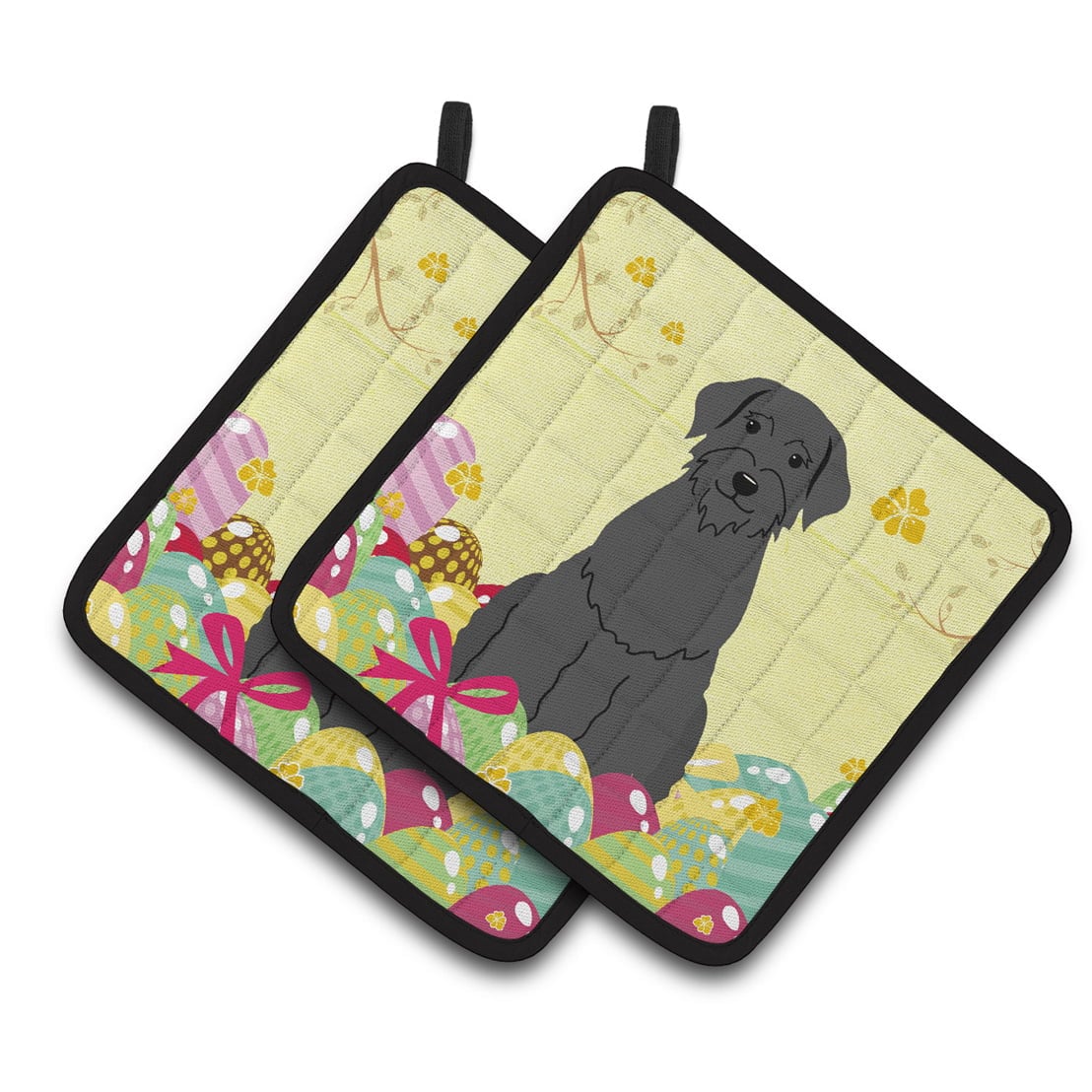 BB6066PTHD Easter Eggs Giant Schnauzer Pair of Pot Holders