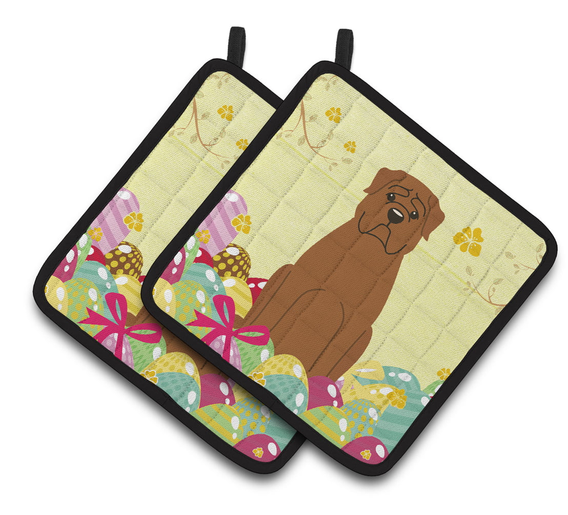 Easter Eggs Dogue De Bourdeaux Pair of Pot Holders