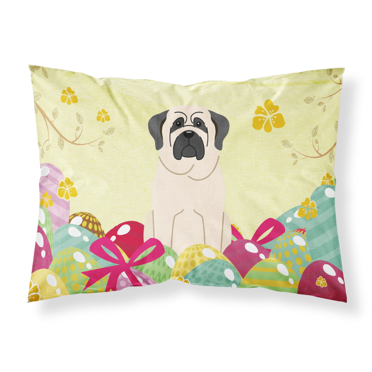BB6017PILLOWCASE Easter Eggs Mastiff White Fabric Standard Pillowcase