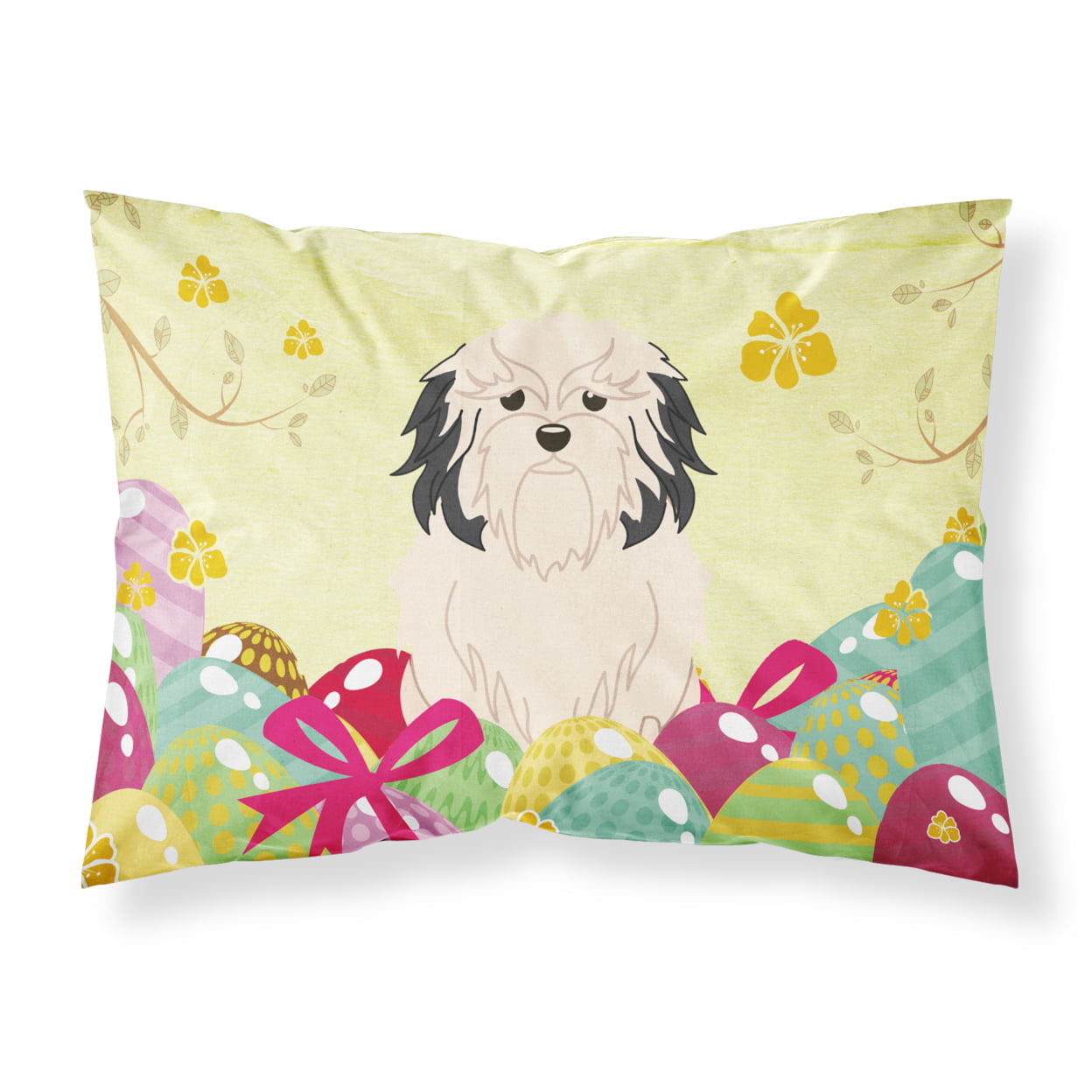 BB6019PILLOWCASE Easter Eggs Lowchen Fabric Standard Pillowcase