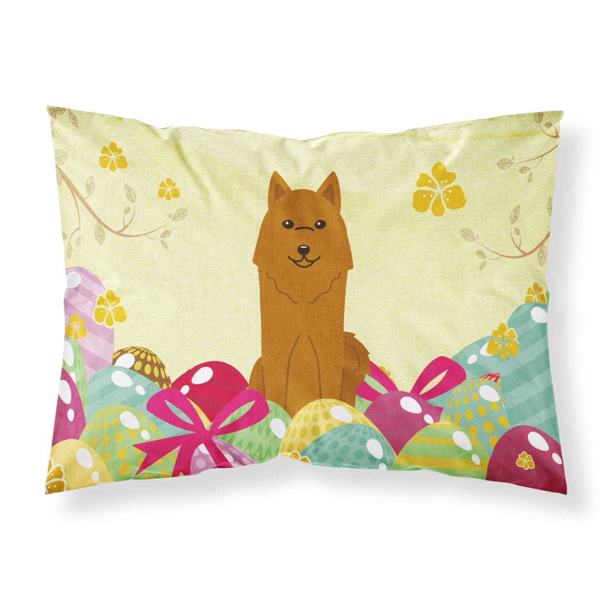 BB6022PILLOWCASE Easter Eggs Karelian Bear Dog Fabric Standard Pillowcase