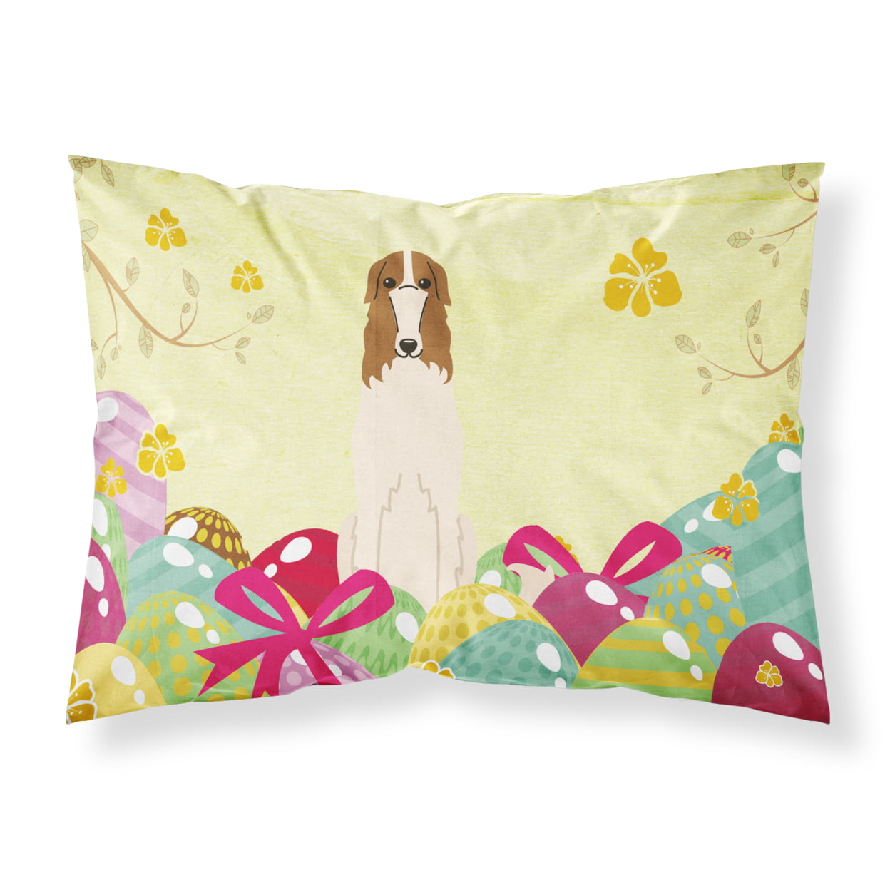 BB6023PILLOWCASE Easter Eggs Borzoi Fabric Standard Pillowcase