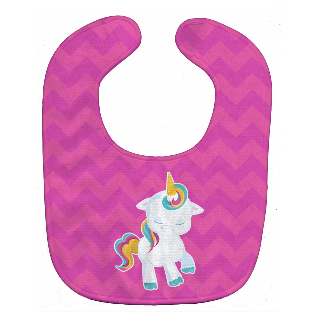 Pink Chevron Unicorn Baby Bib