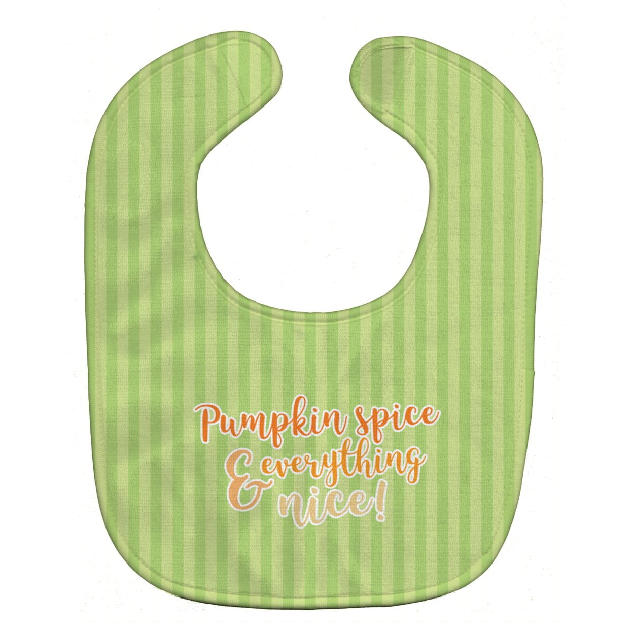 Fall Pumpkin Spice Green Stripe Baby Bib