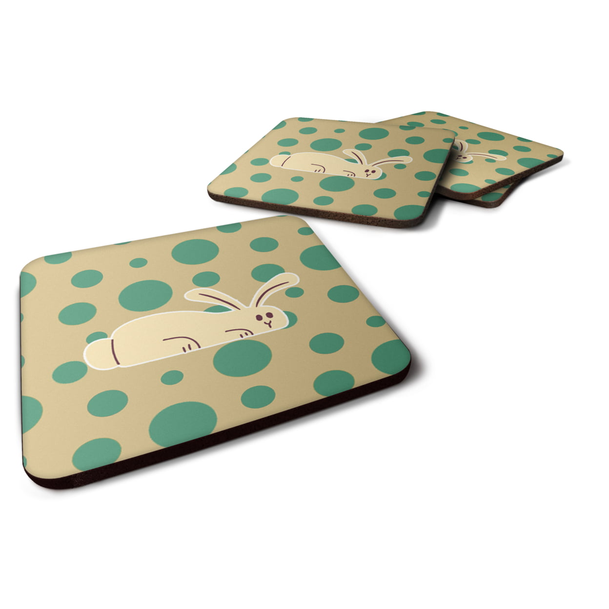 Rabbit on Polkadots Foam Coasters - Set of 4