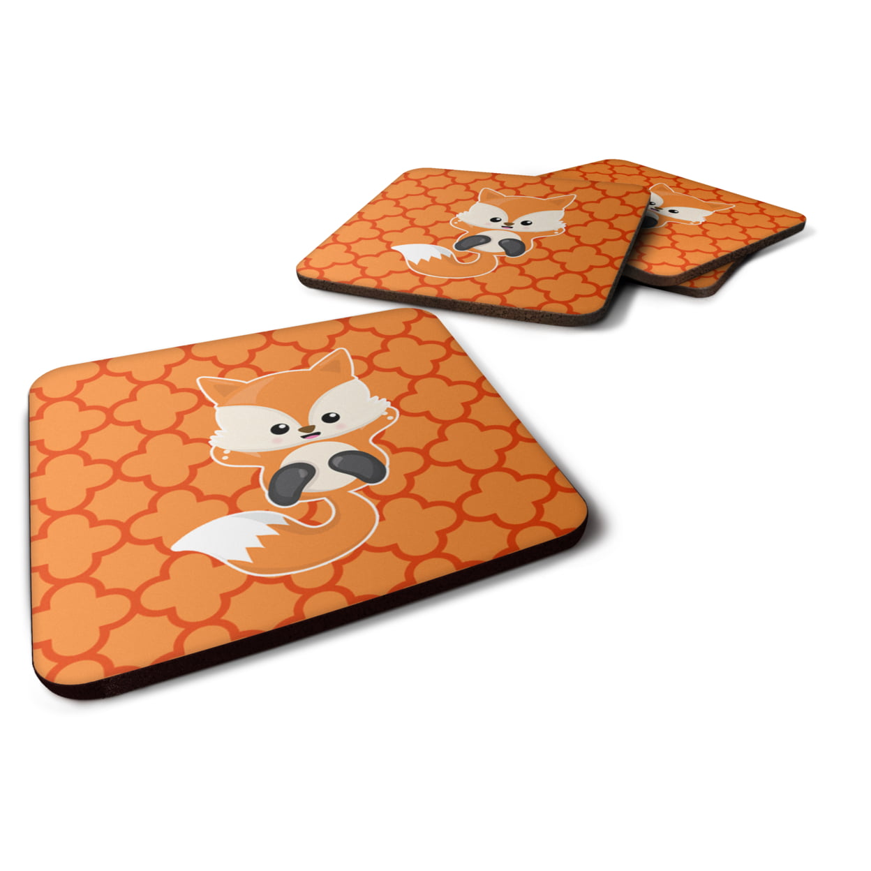 Picture of Carolines Treasures BB7085FC Baby Fox Quatrafoil Foam Coasters - Set of 4