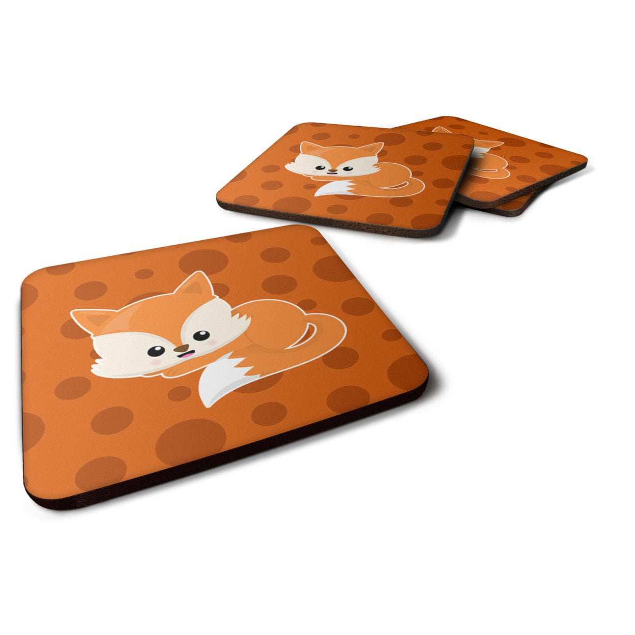 Baby Fox Polkadot Foam Coasters - Set of 4