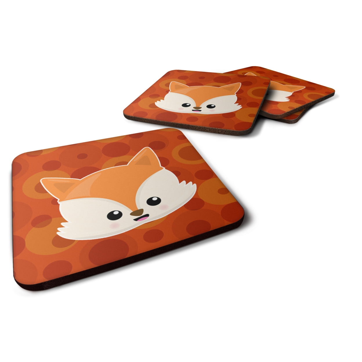 Baby Fox Face Polkadots Foam Coasters - Set of 4