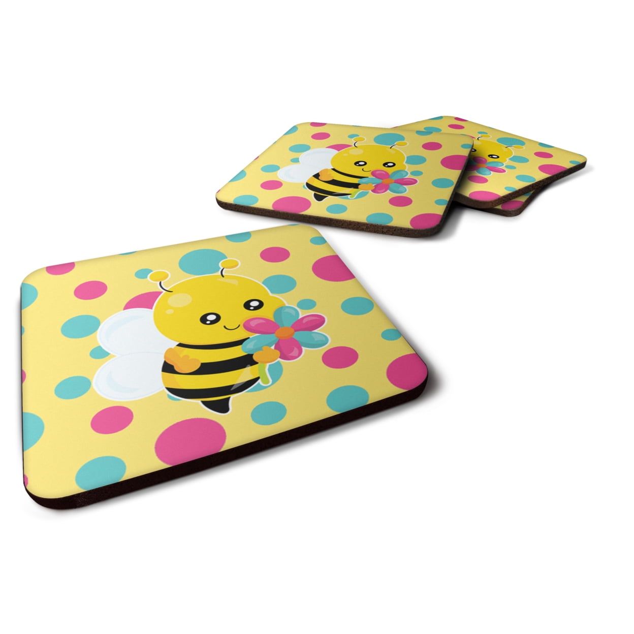 BB7097FC Bee With Flower Foam Coasters - Set of 4