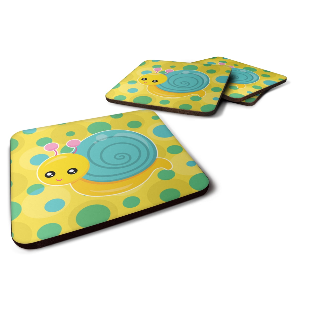 Snail on Polkadots Foam Coasters - Set of 4