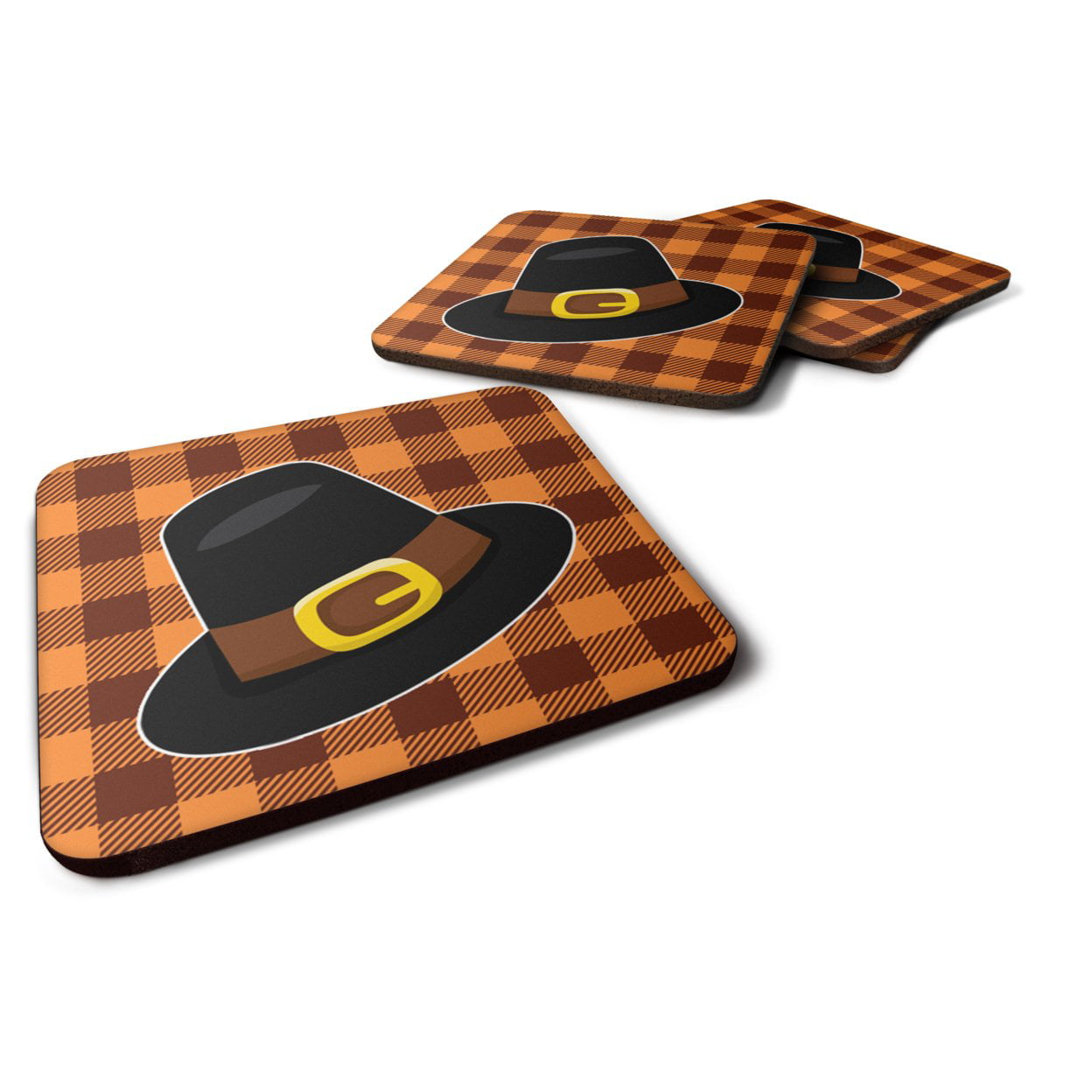Thanksgiving Pilgrim Hat Foam Coasters - Set of 4