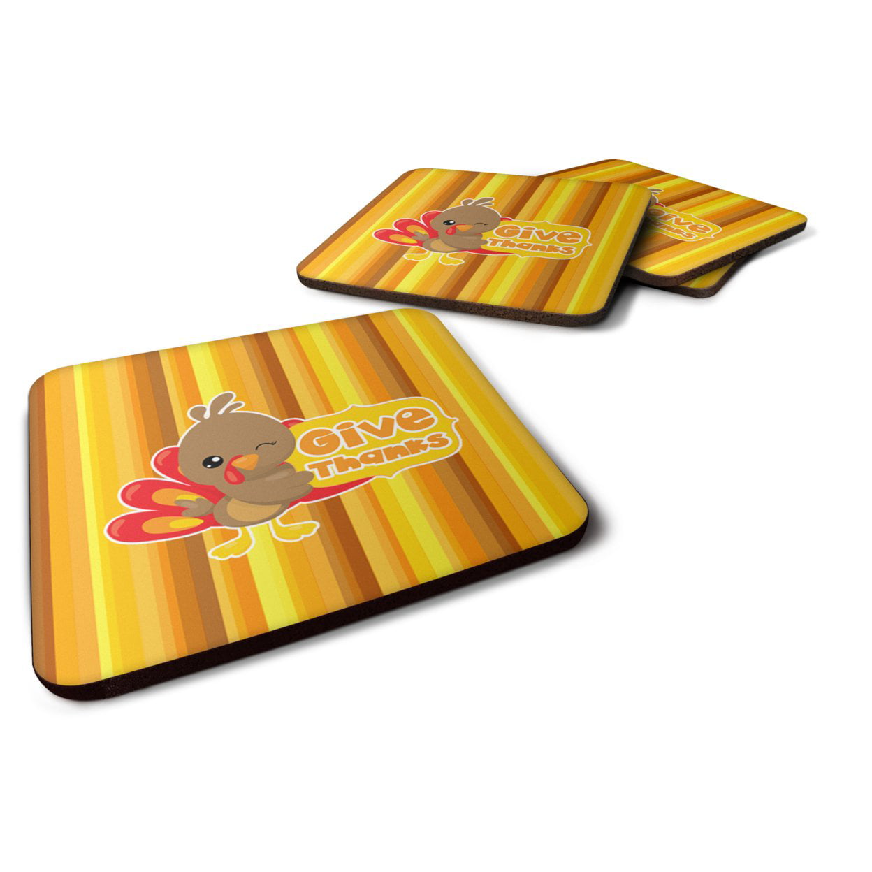 Thanksgiving Turkey Give Thanks Foam Coasters - Set of 4