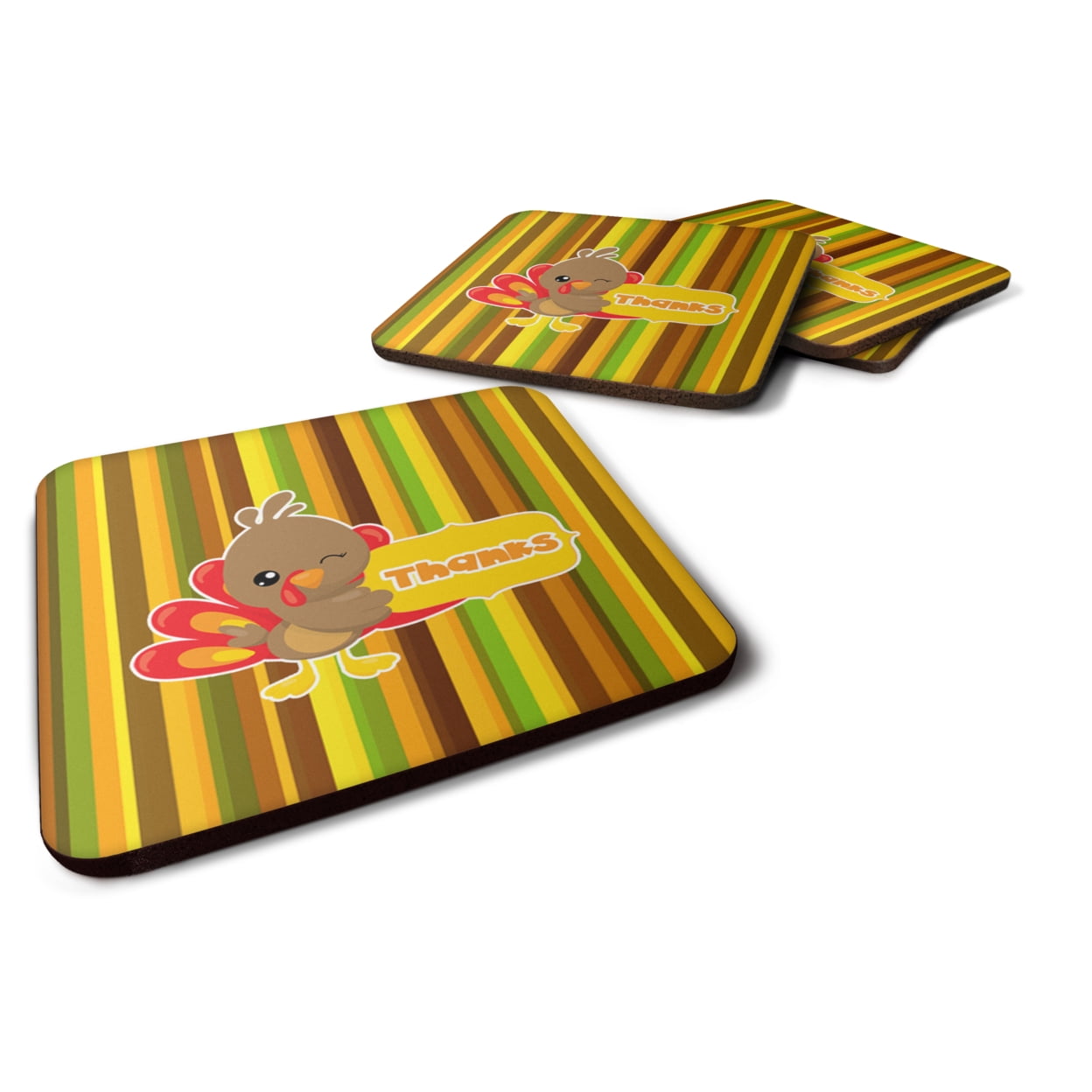 Thanksgiving Turkey Thanks Foam Coasters - Set of 4