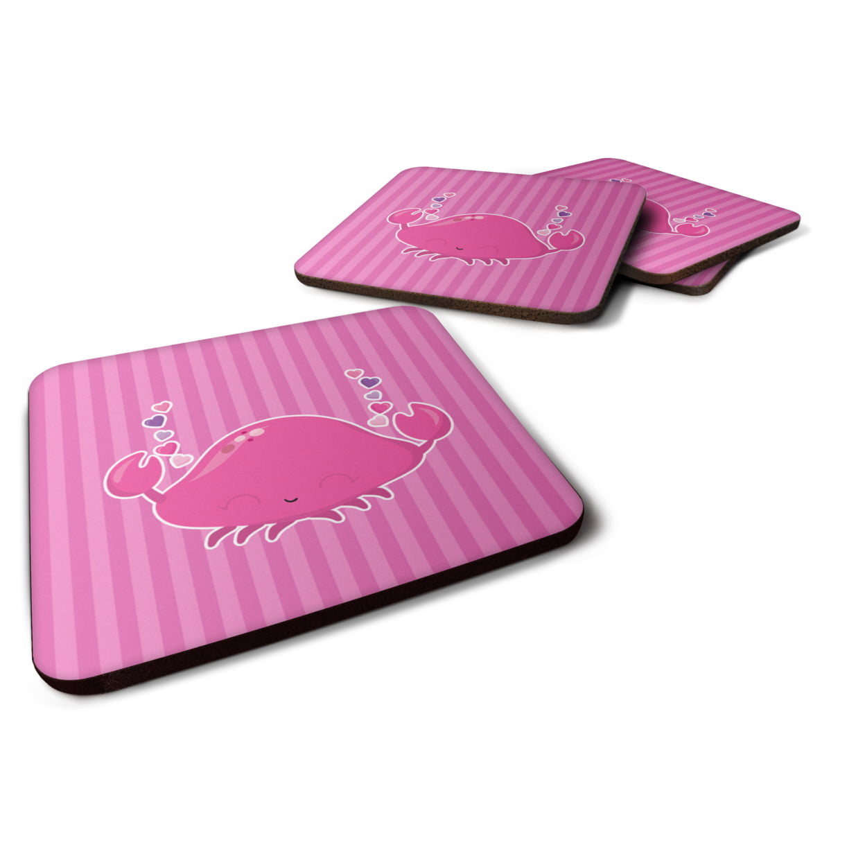 Pink Crab Foam Coasters - Set of 4