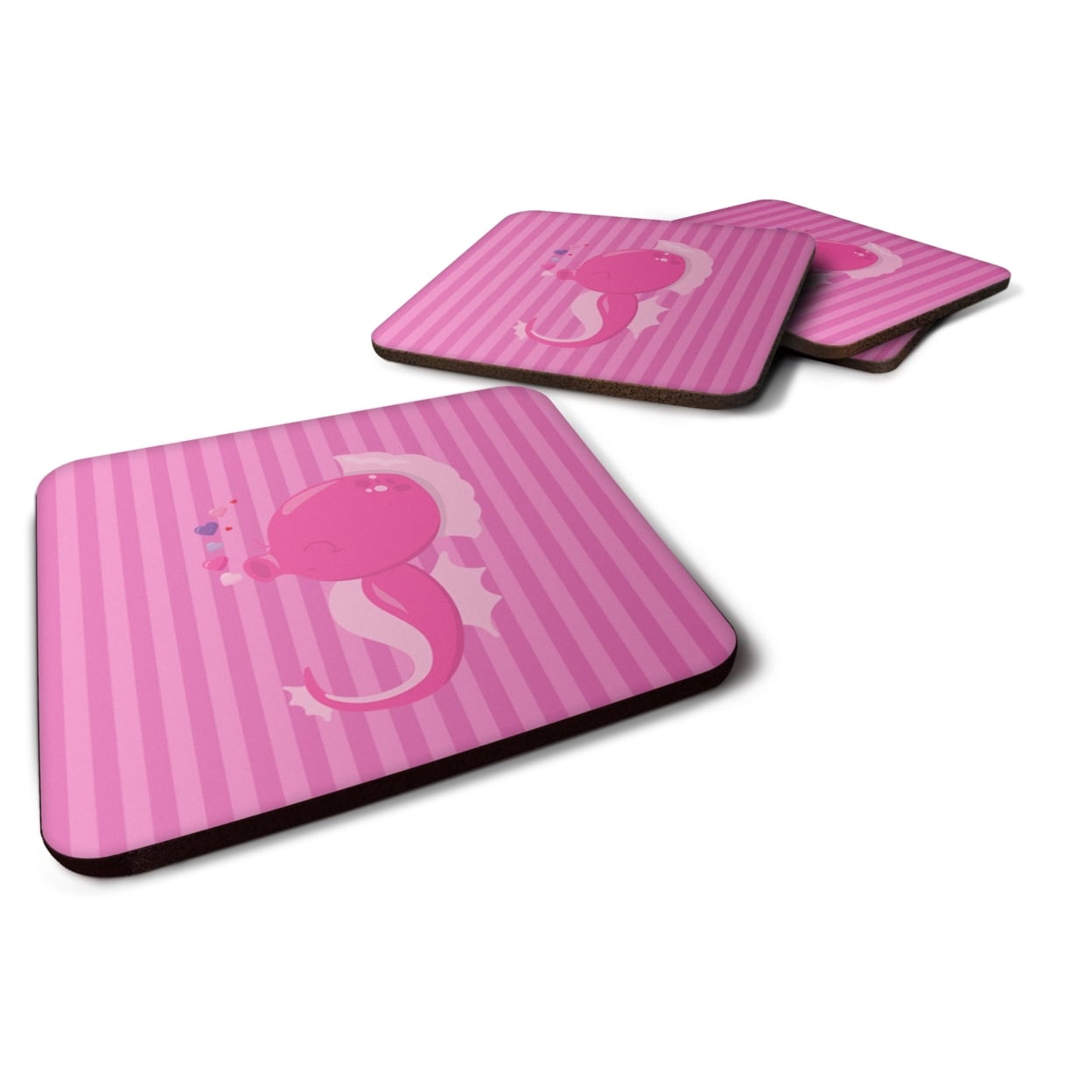 Pink Seahorse Foam Coasters - Set of 4