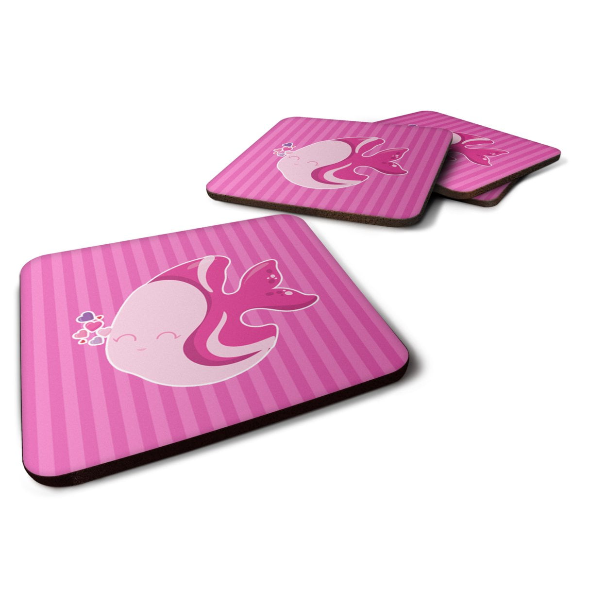 Pink Fish Foam Coasters - Set of 4