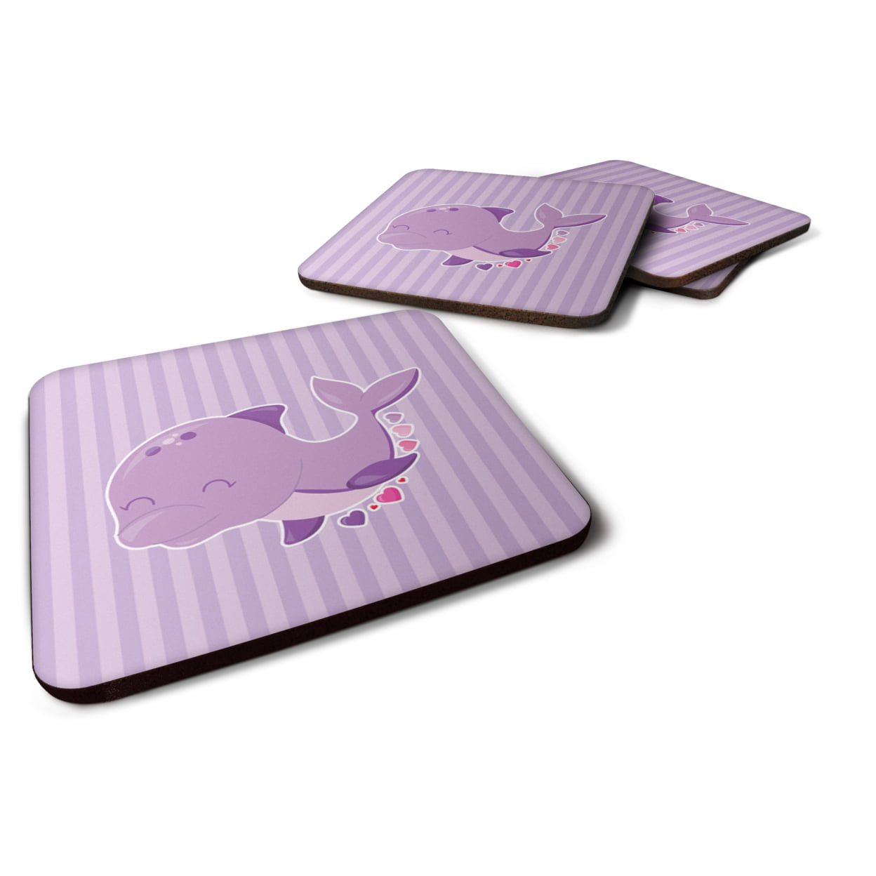 Purple Dolphin Foam Coasters - Set of 4