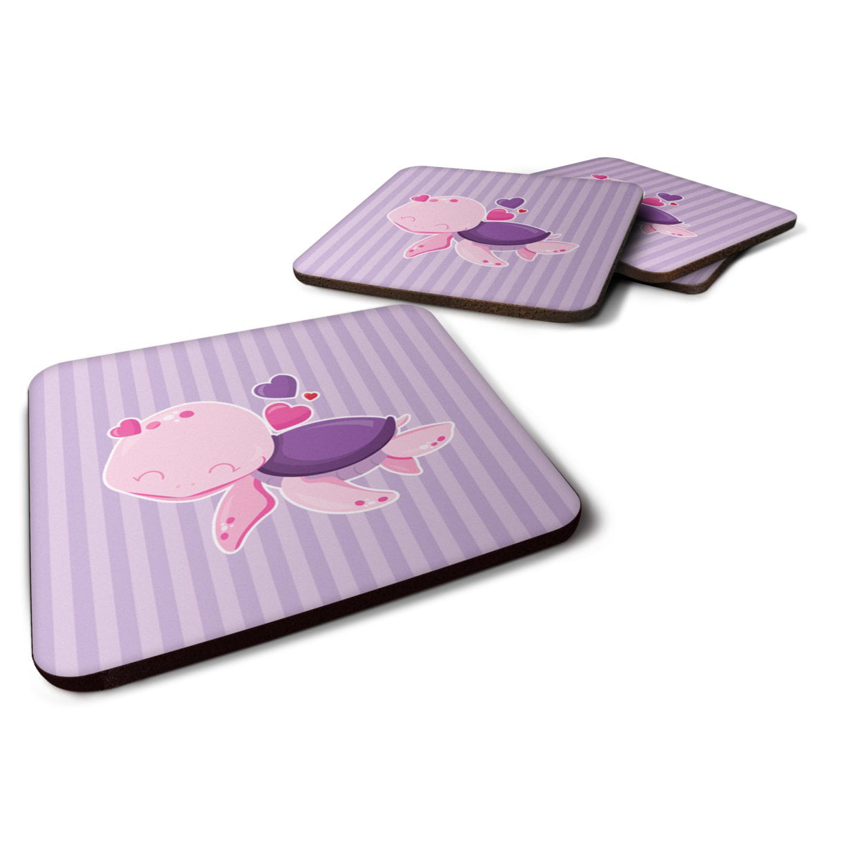Pink & Purple Turtle Foam Coasters - Set of 4