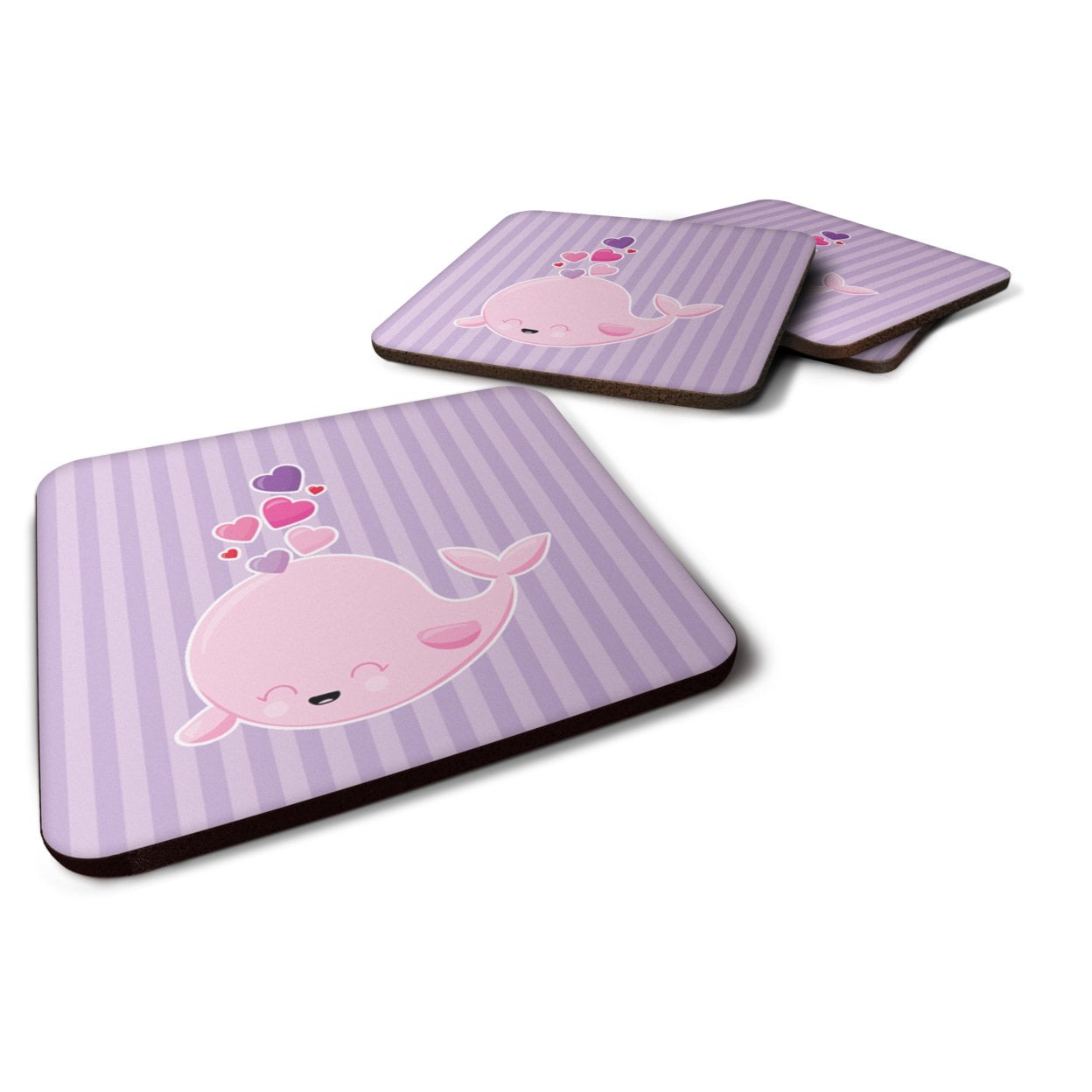 Pink Whale Foam Coasters - Set of 4
