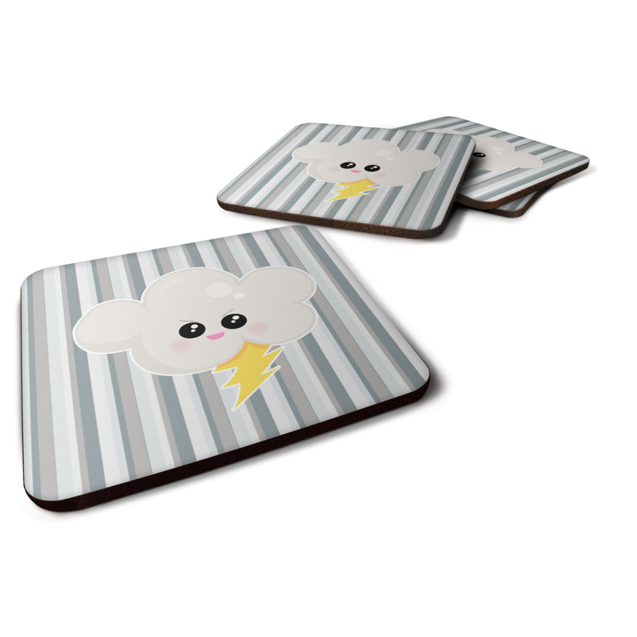Weather Thuderstorm Face Foam Coasters - Set of 4