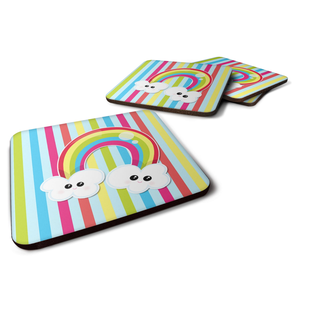 Weather Rainbow Face Foam Coasters - Set of 4