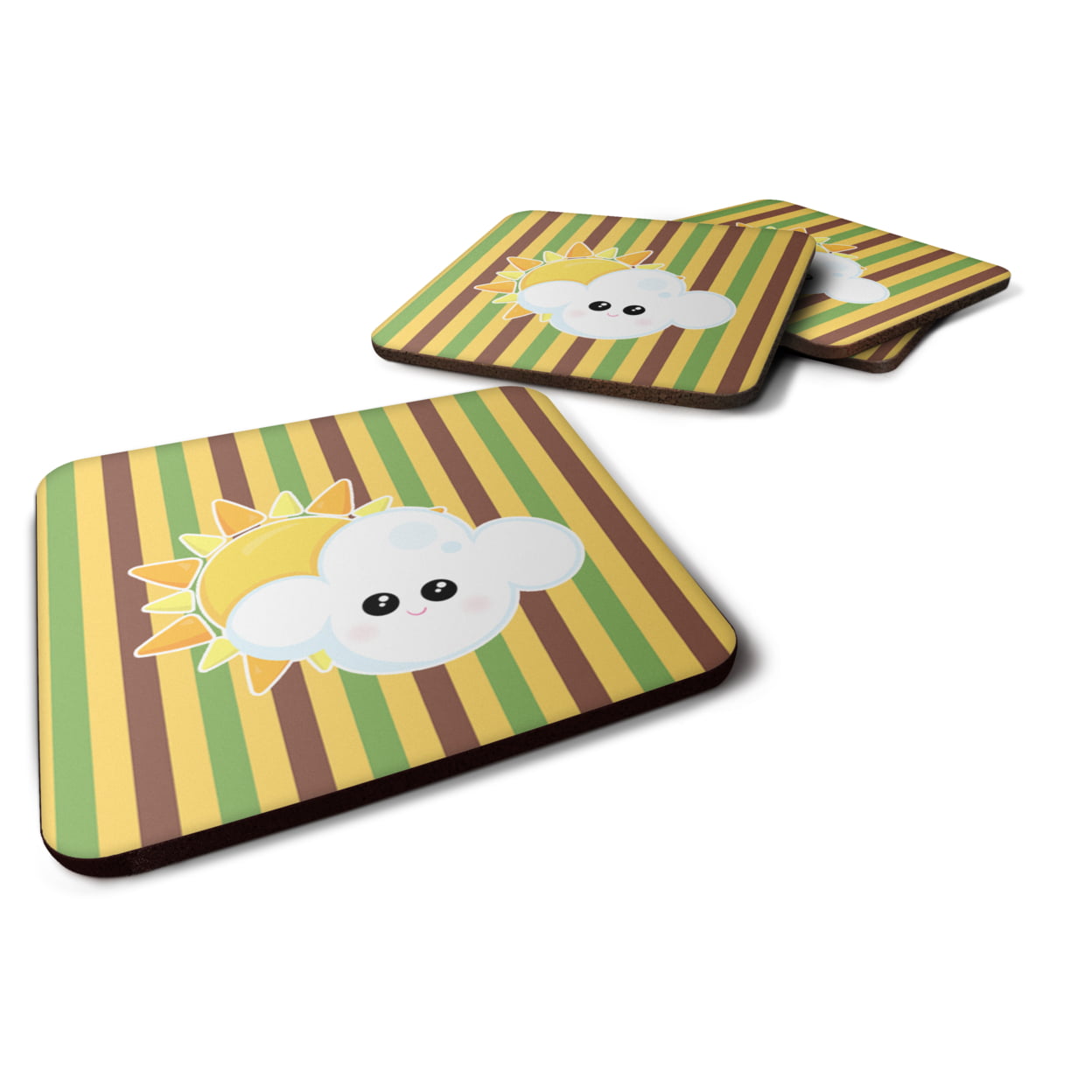 BB7152FC Weather Partly Cloudy Face Foam Coasters - Set of 4
