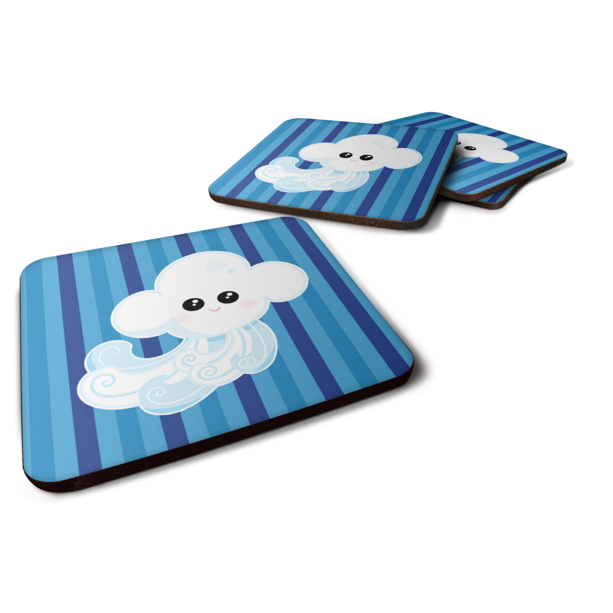Weather Windy Face Foam Coasters - Set of 4
