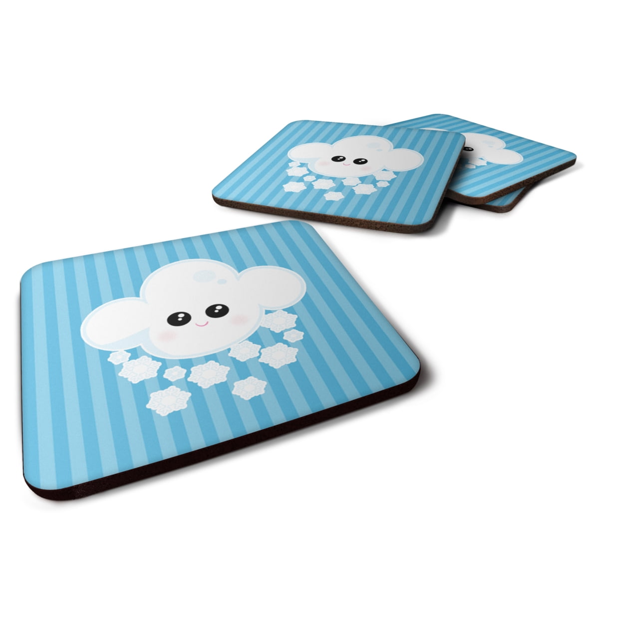 BB7158FC Weather Snowing Face Foam Coasters - Set of 4