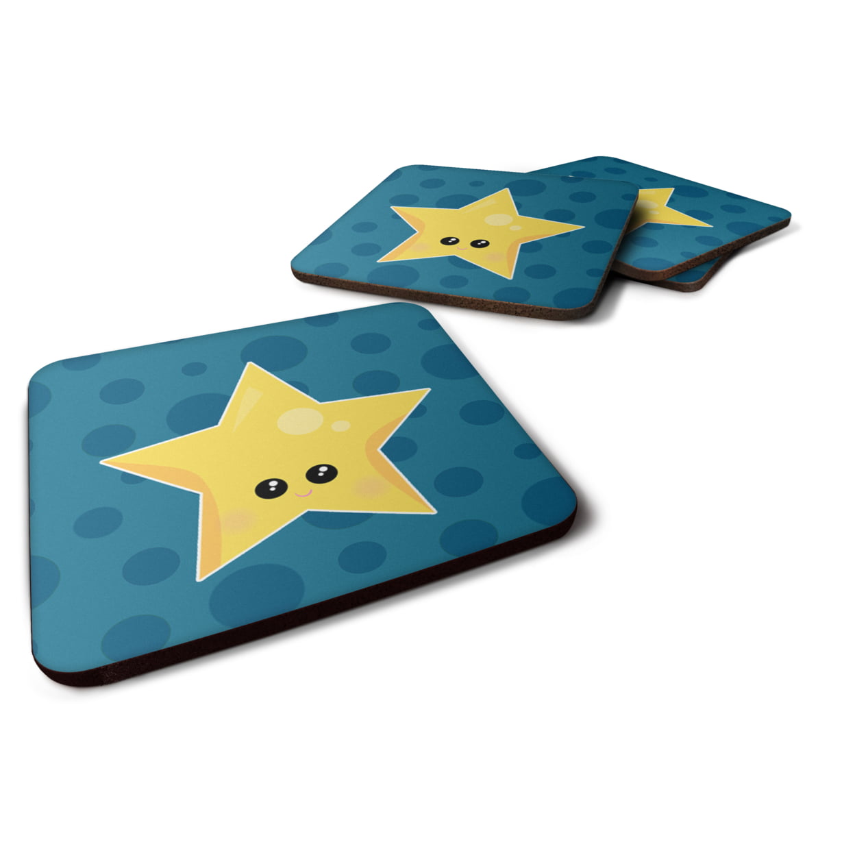 BB7159FC Weather Night Star Face Foam Coasters - Set of 4