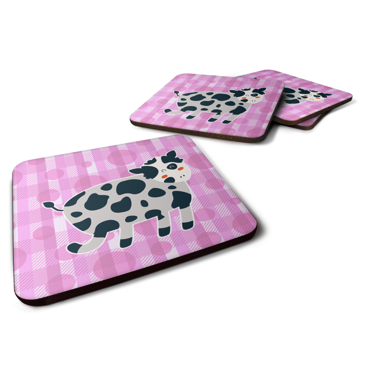 Cow on Pink Polkadots Foam Coasters - Set of 4