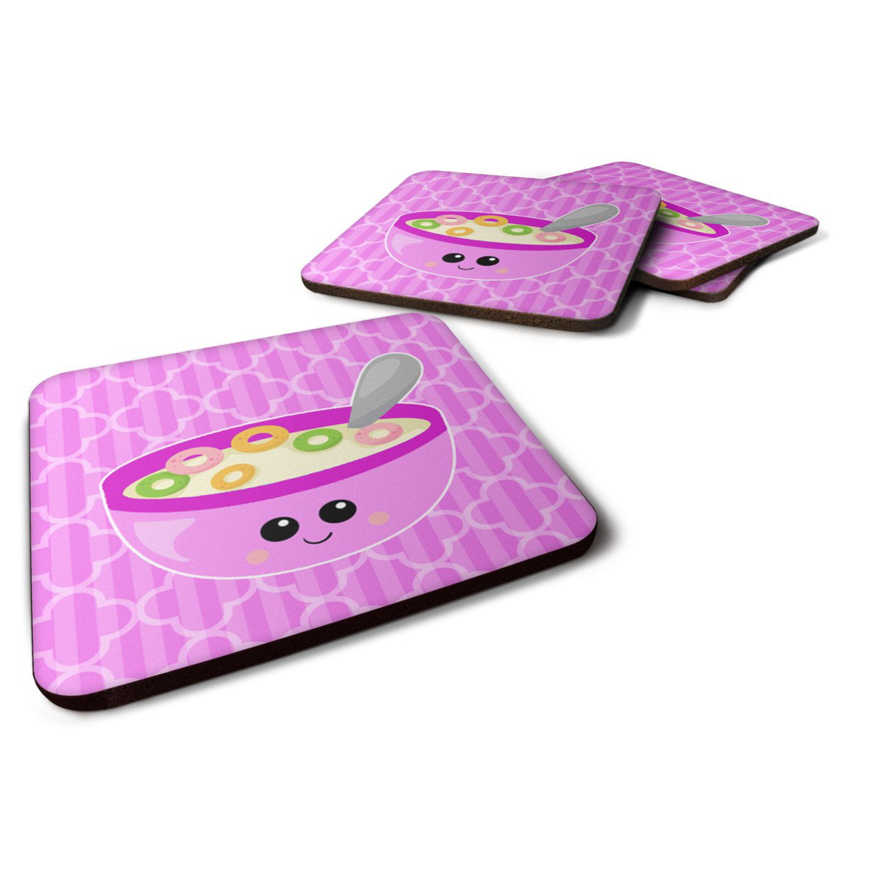 Pink Bowl of Cereal Foam Coasters - Set of 4